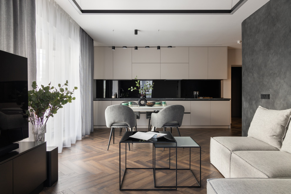 Минималистичная кухня-гостиная