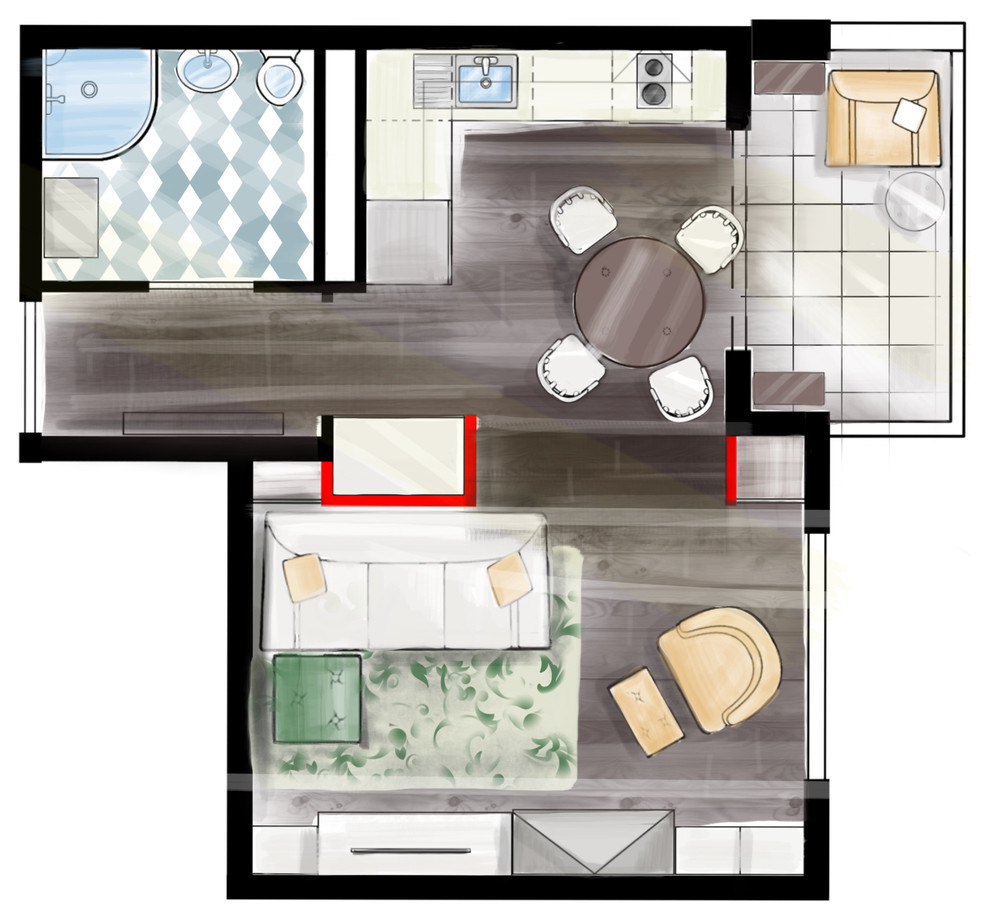 Студия 28 метров у моря.