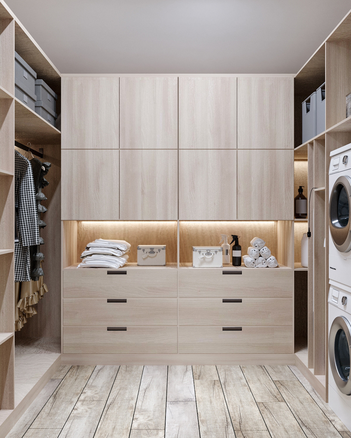 Современные оттенки серого и уютного дерева)