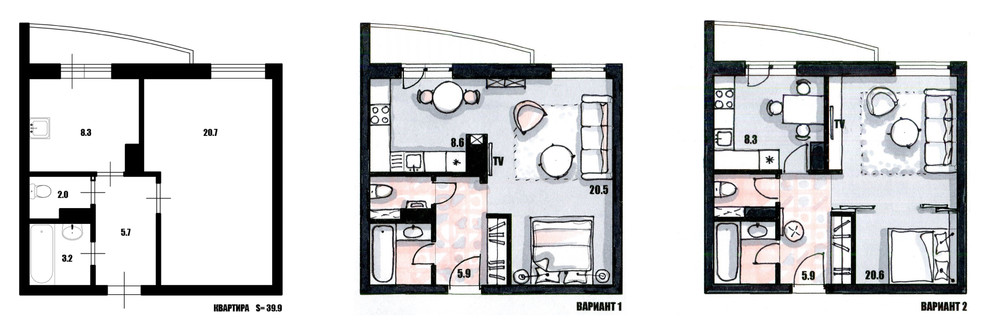Обложка проекта: Было-стало. Эскизы перепланировок.