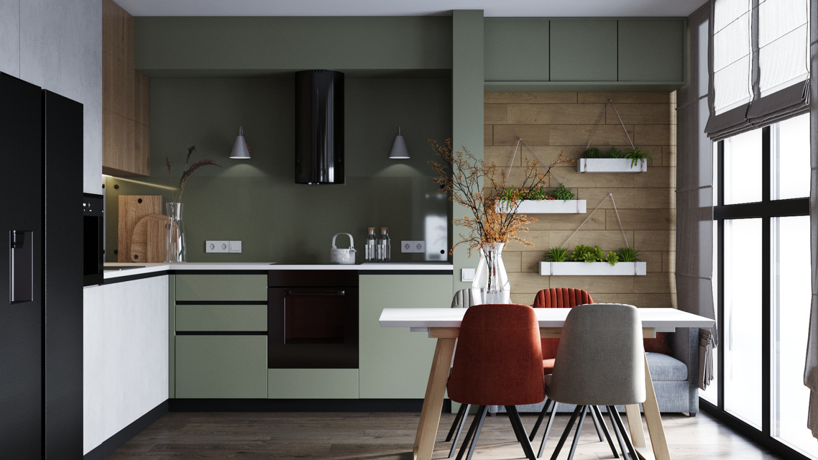 ЖК Серебряный парк, современный интерьер с элементами Эко-стиля