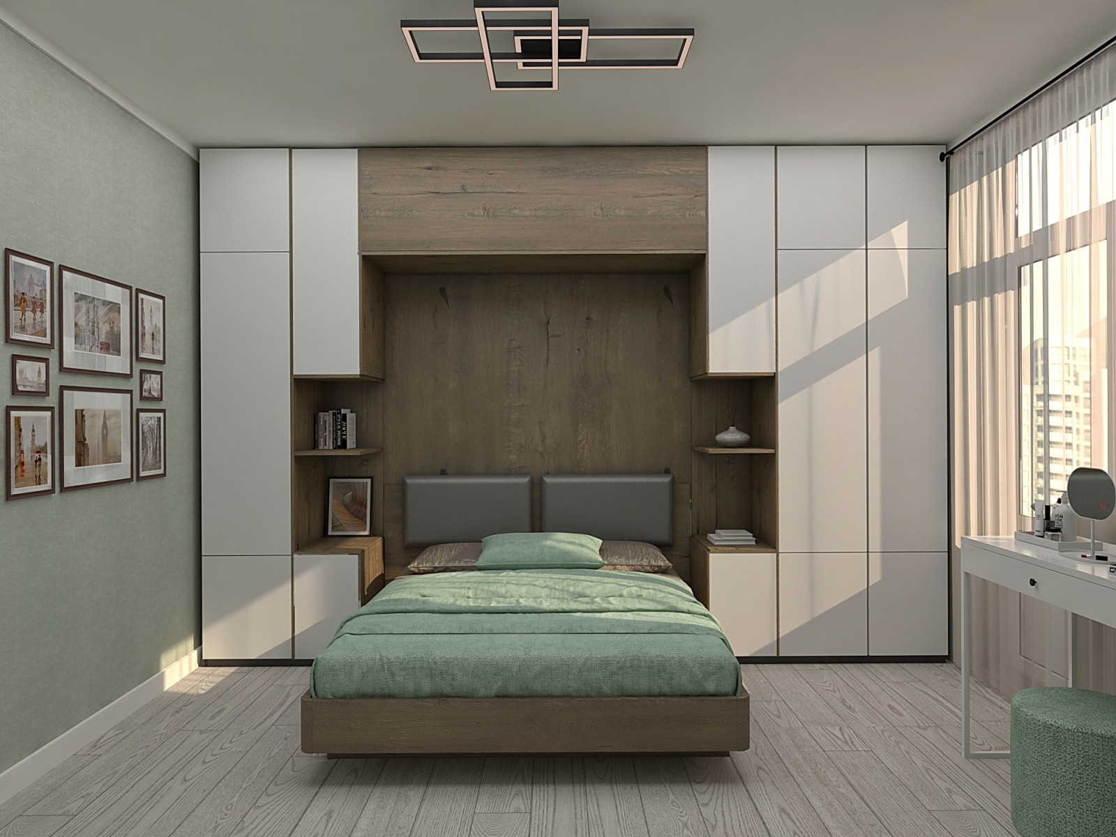 Обложка проекта: Спальня с системой хранения в изголовье кровати