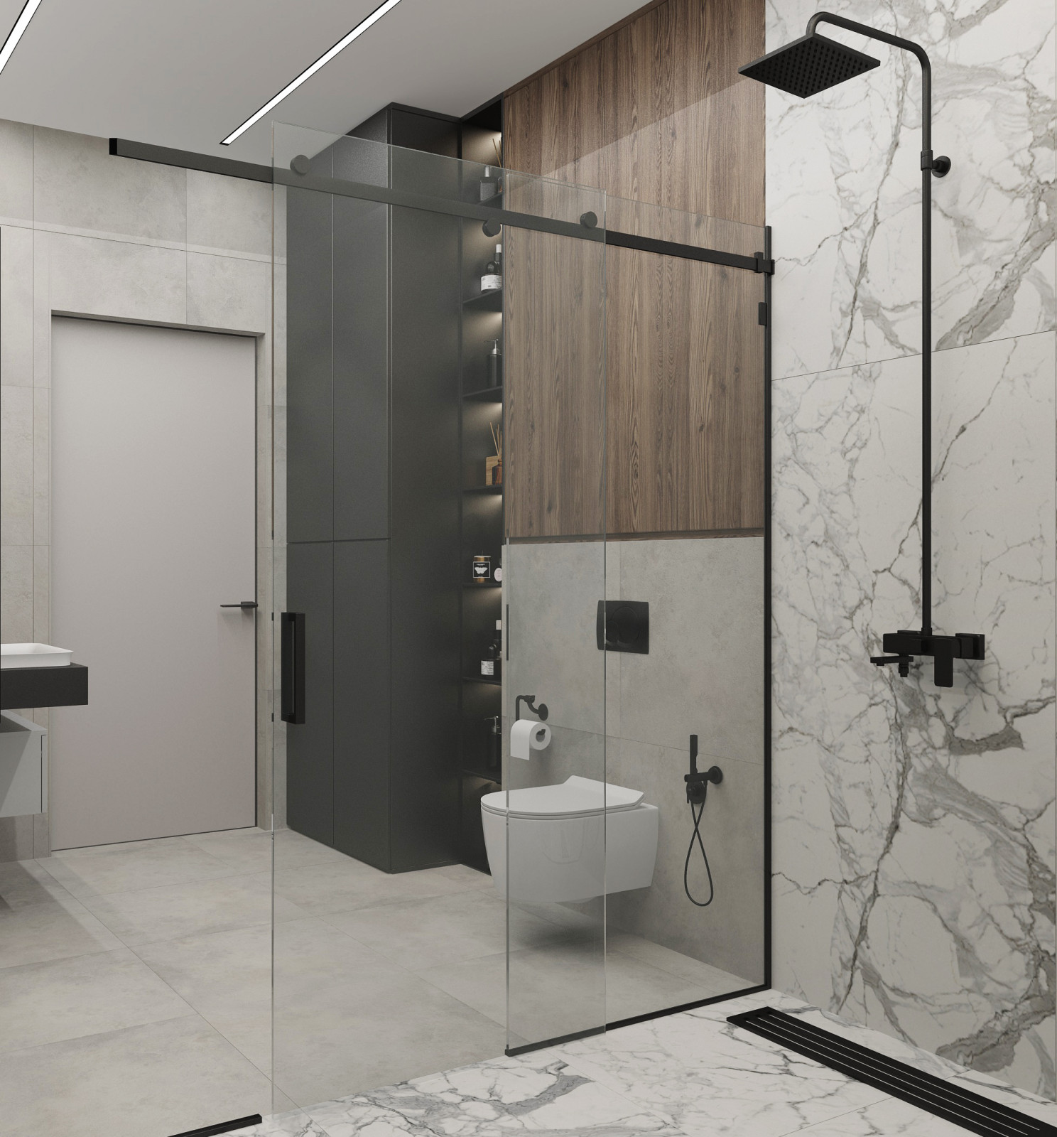 Дизайн-проект  санузла в загородном доме