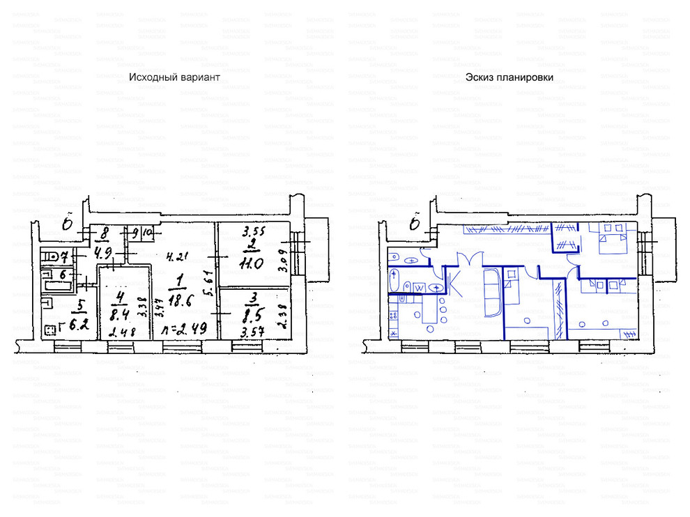 Идеи перепланировки для многокомнатных квартир