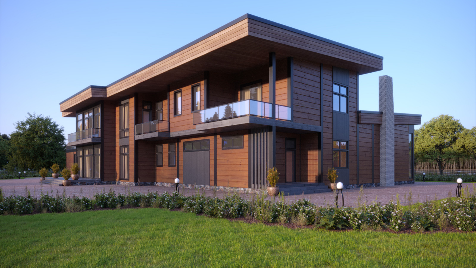 Обложка проекта: Проект частной резиденции в стиле Райта