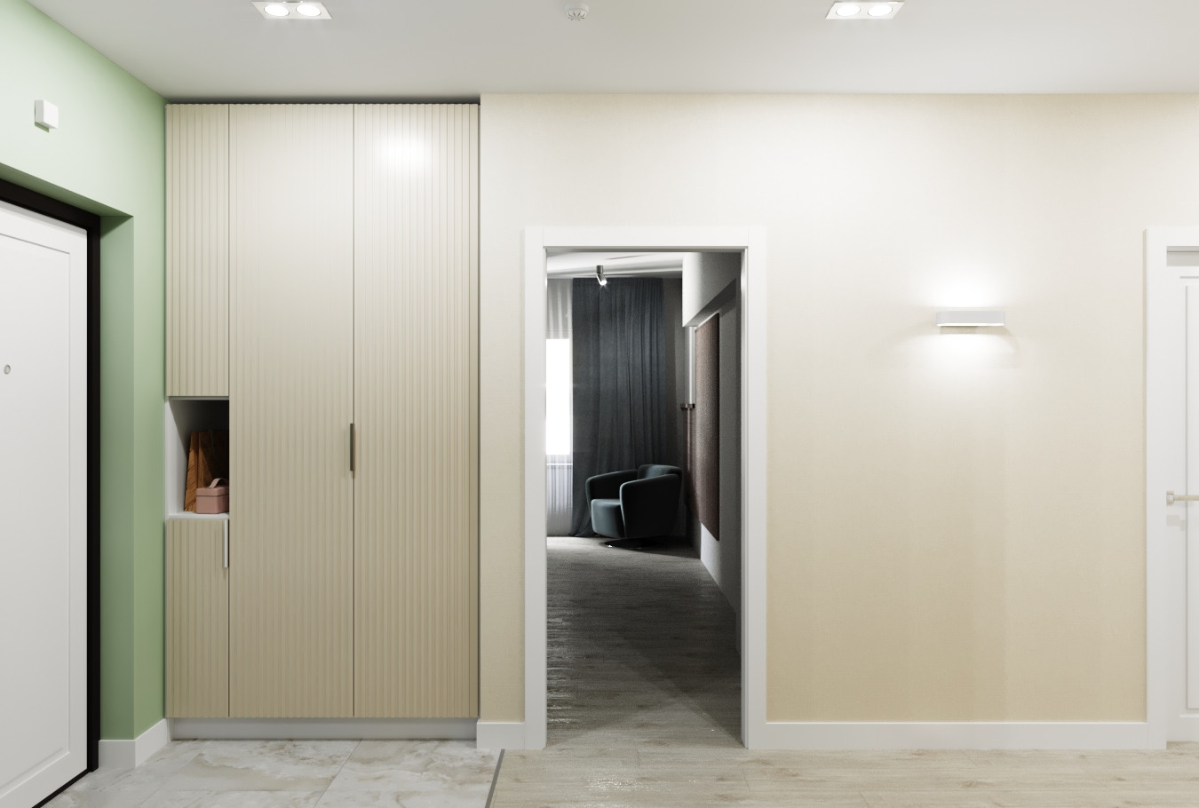 Эко минимализм в трёхкомнатной ЖК Маршал Град