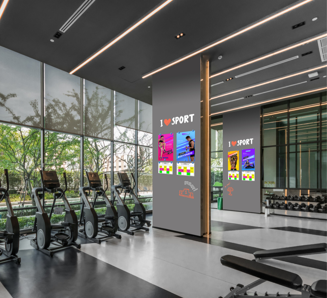 Обложка проекта: Магнитно-меловые обои Uniwall  для интерьера в фитнес клубе