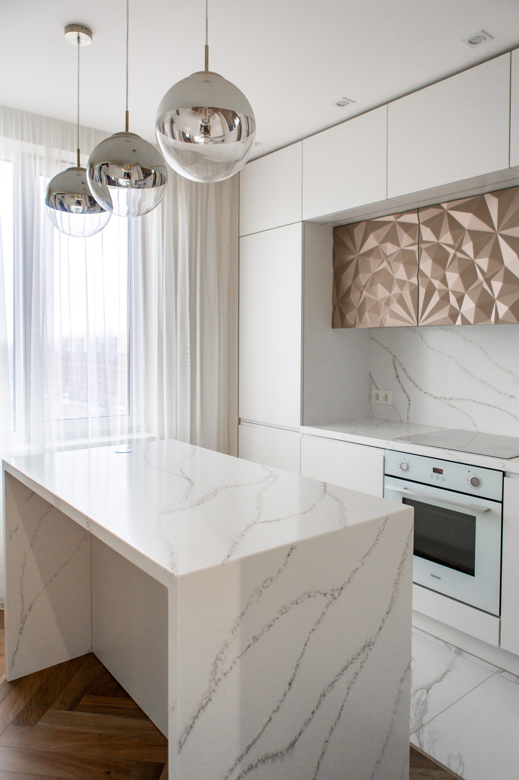 Кухня-гостиная с 3D-фасадами