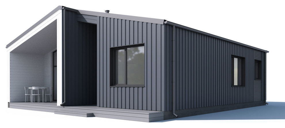 Небольшой каркасный дом с просторной гостиной, 74 м.кв.