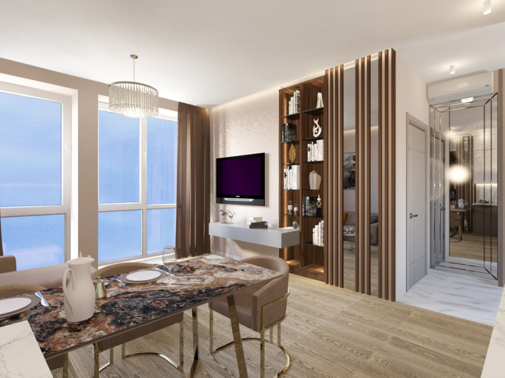 Квартира в современном стиле в ЖК "Хорошевский",гостиная-кухня