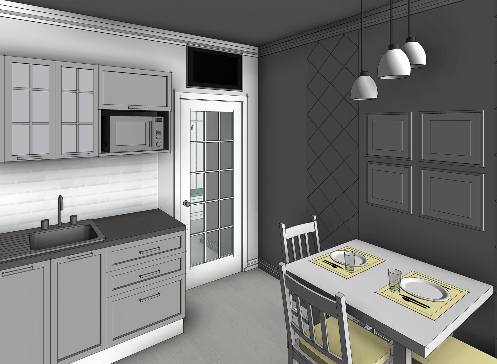 Эскизная визуализация проекта квартиры для молодой пары