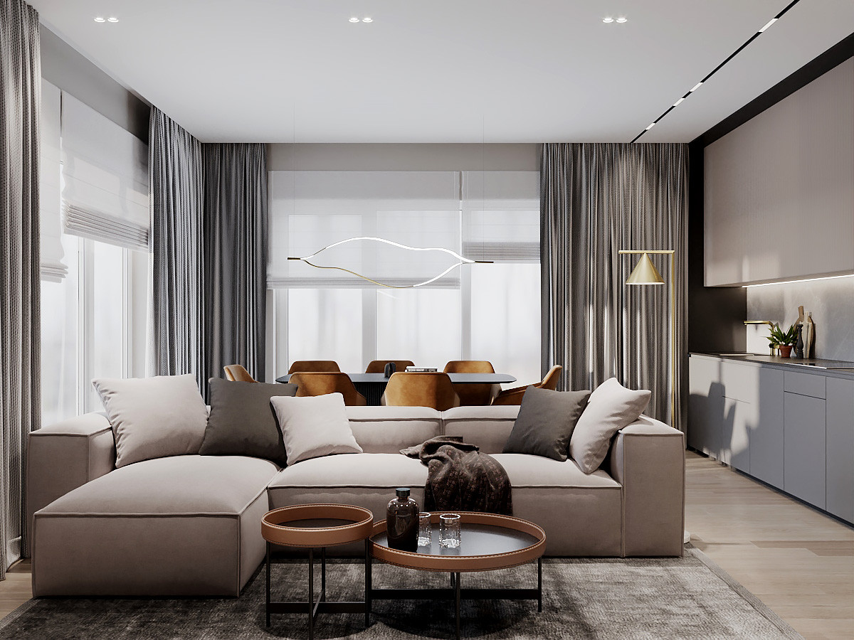 Дизайн-проект интерьера частного одноэтажного дома в Калининградской области