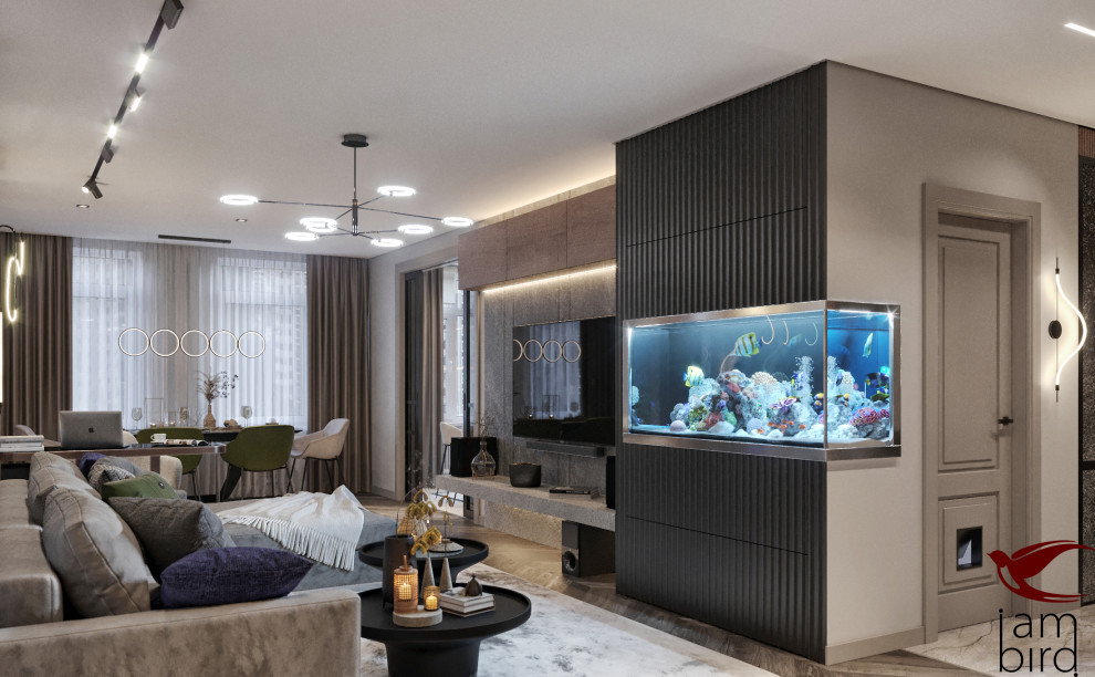 Натуральные оттенки в интерьере квартиры в ЖК "Лефорт" 130 кв.м