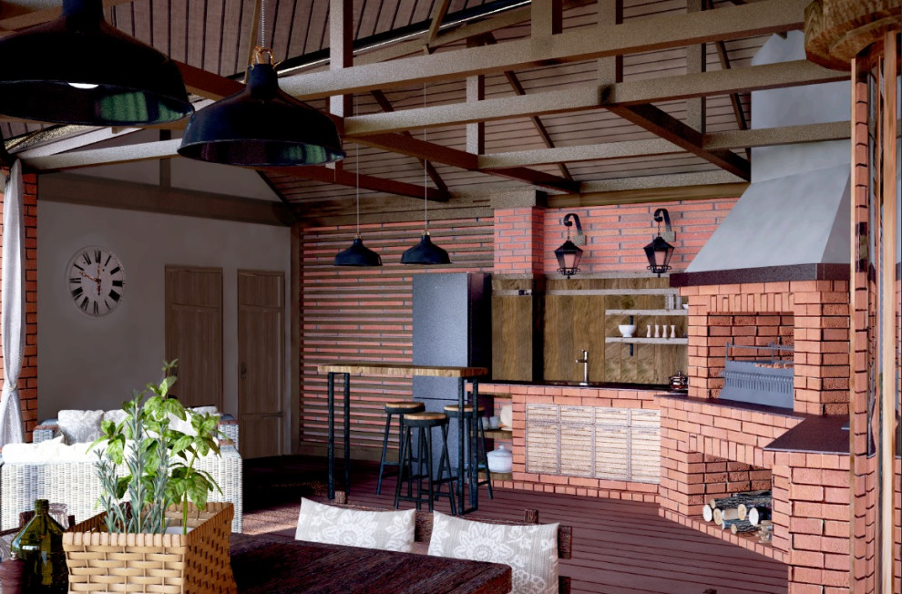 Мангальная зона с дровником и санузлом