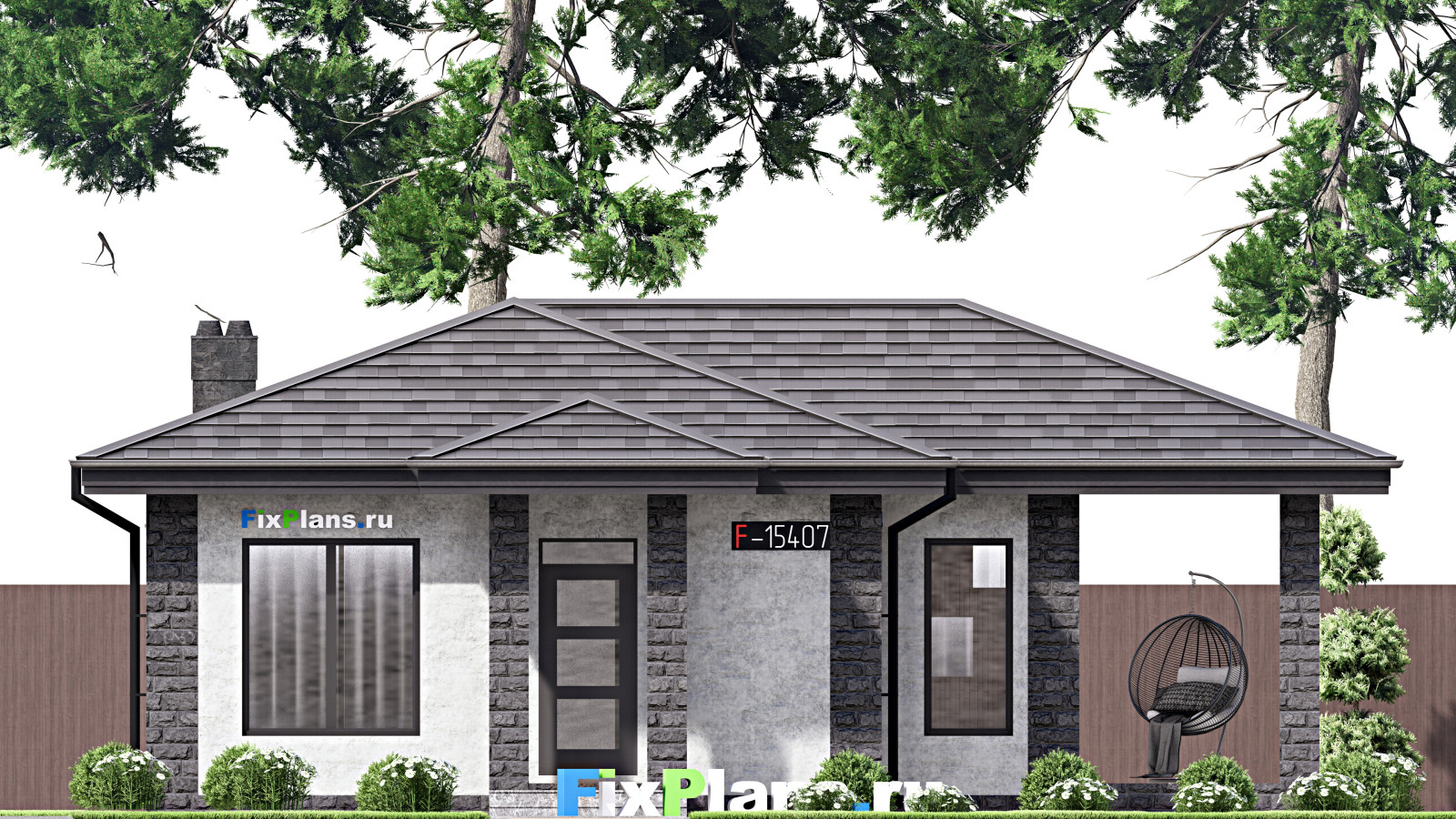 Проект одноэтажного дома 11х12м S83м2 F-15407