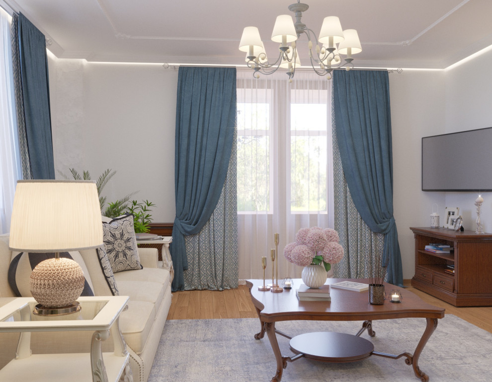 Обложка проекта: гостиная в средиземноморском стиле