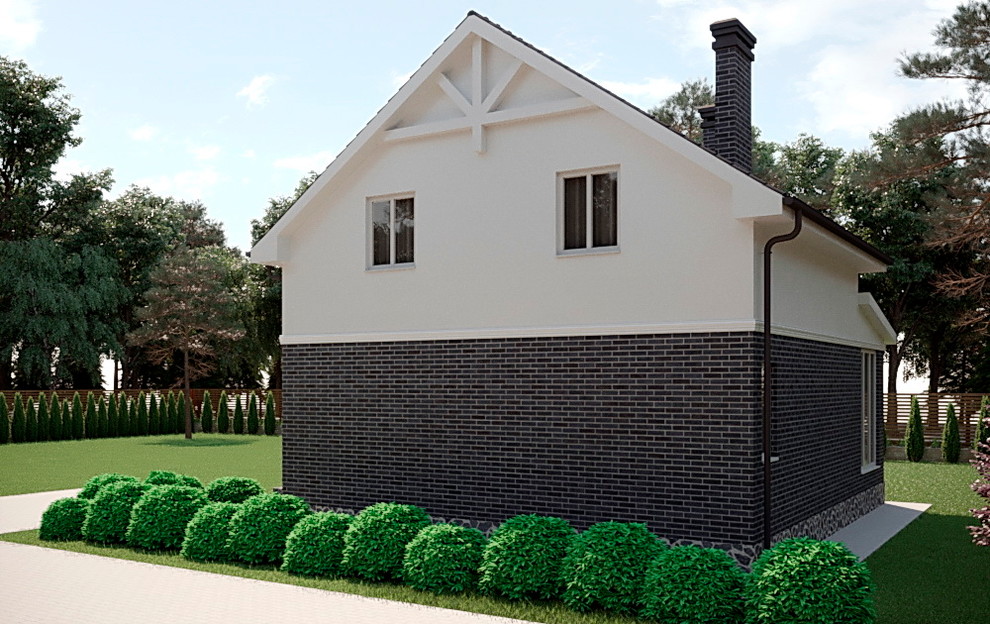 "Экстерьер небольшого домика с ландшафтом"