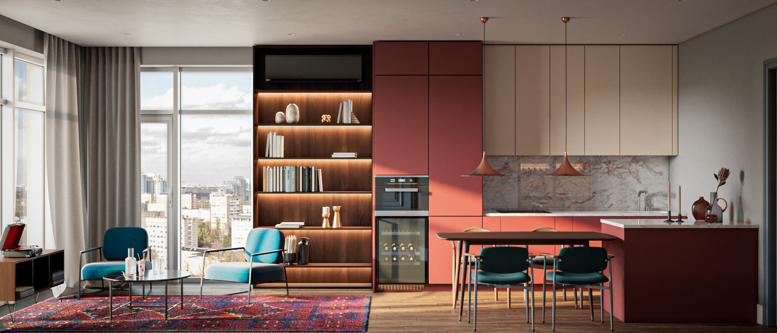 Атмосферная квартира с панорамными окнами