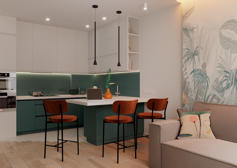 Обложка проекта: Евро однокомнатная квартира с яркими акцентами в ЖК Атмосфера