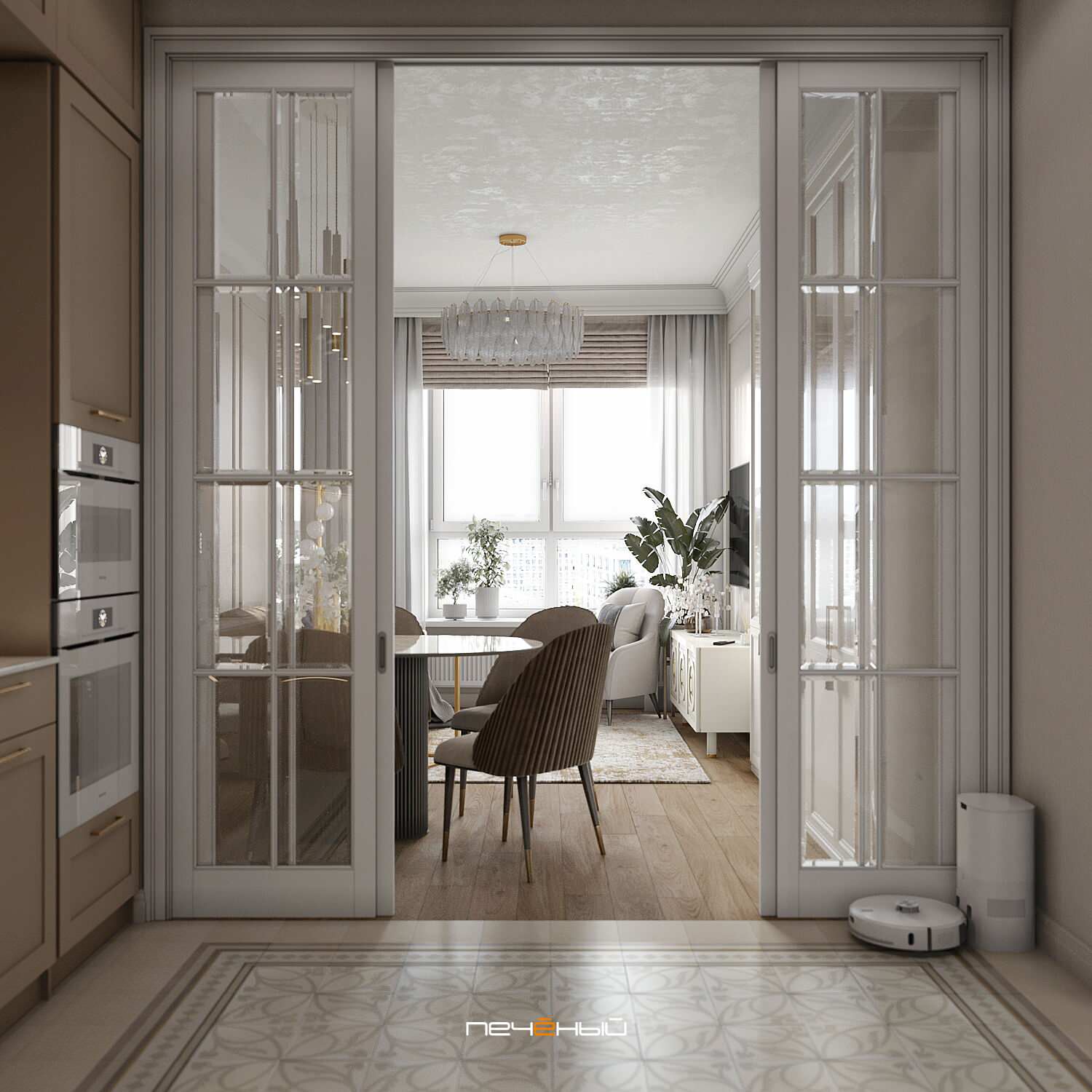 2024 Дизайн 3-х комн. квартиры в стиле неоклассика, 79 м², ЖК КутузовGRAD II