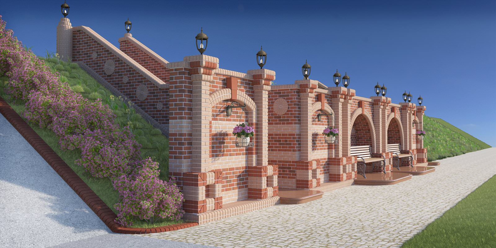 Декоративная подпорная стенка на участке загородного дома