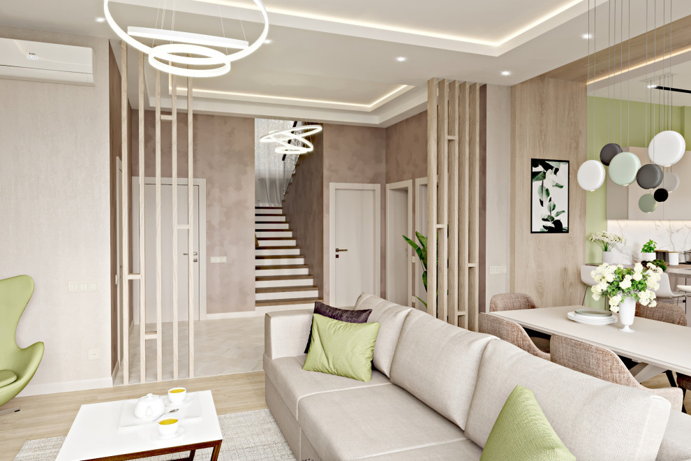 Дом - 130 м2. Кухня - гостиная - холл №1