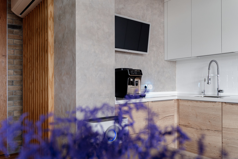 Авторская фактура декоративной штукатурки в квартире с террасой