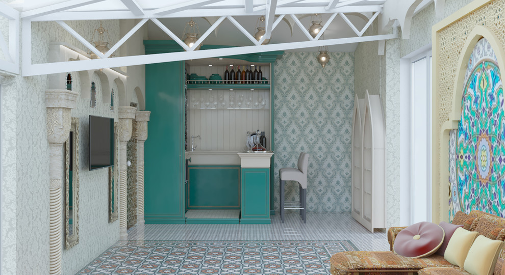 Комната отдыха о зона бассейна в частном доме