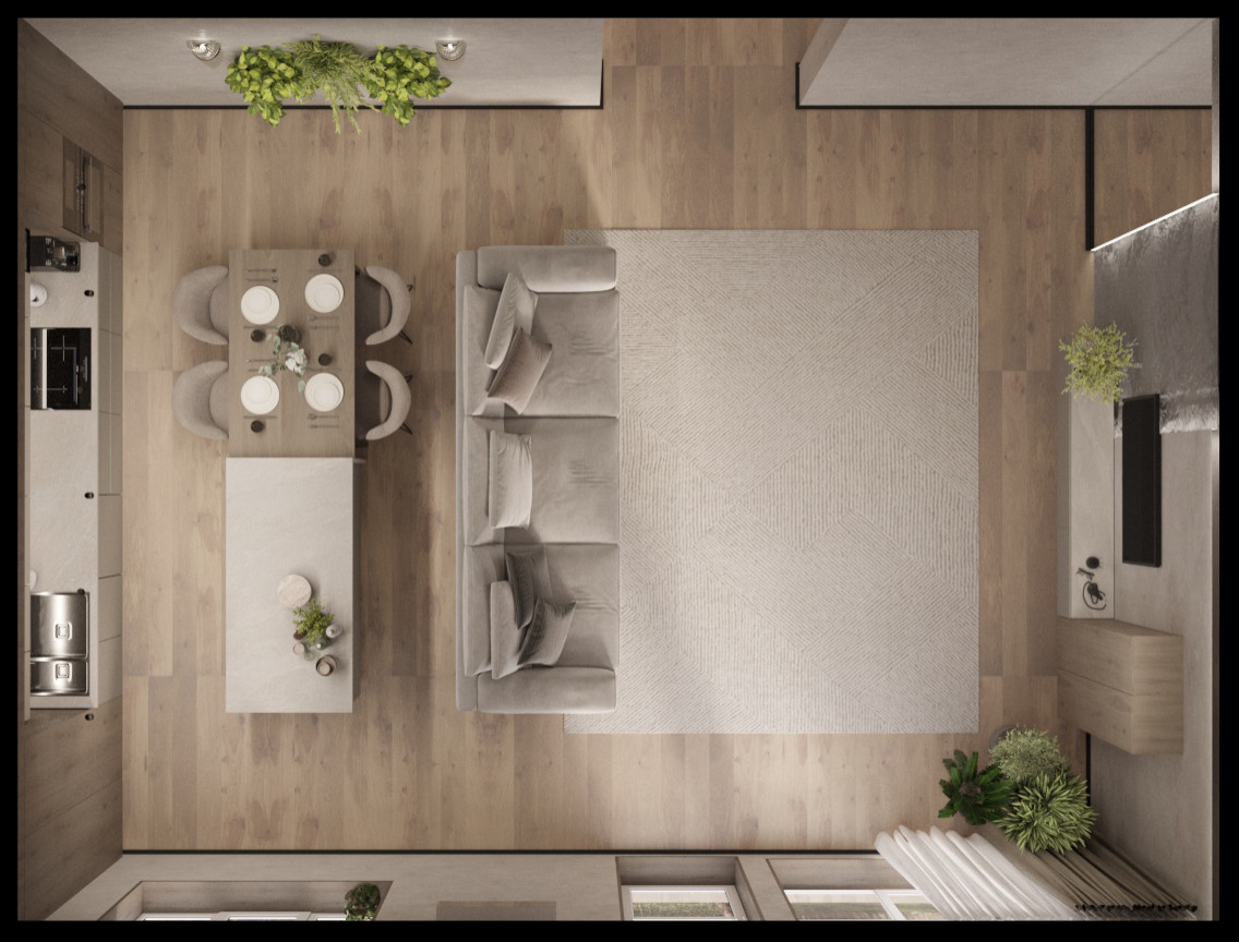 Современный дизайн кухни-гостиной