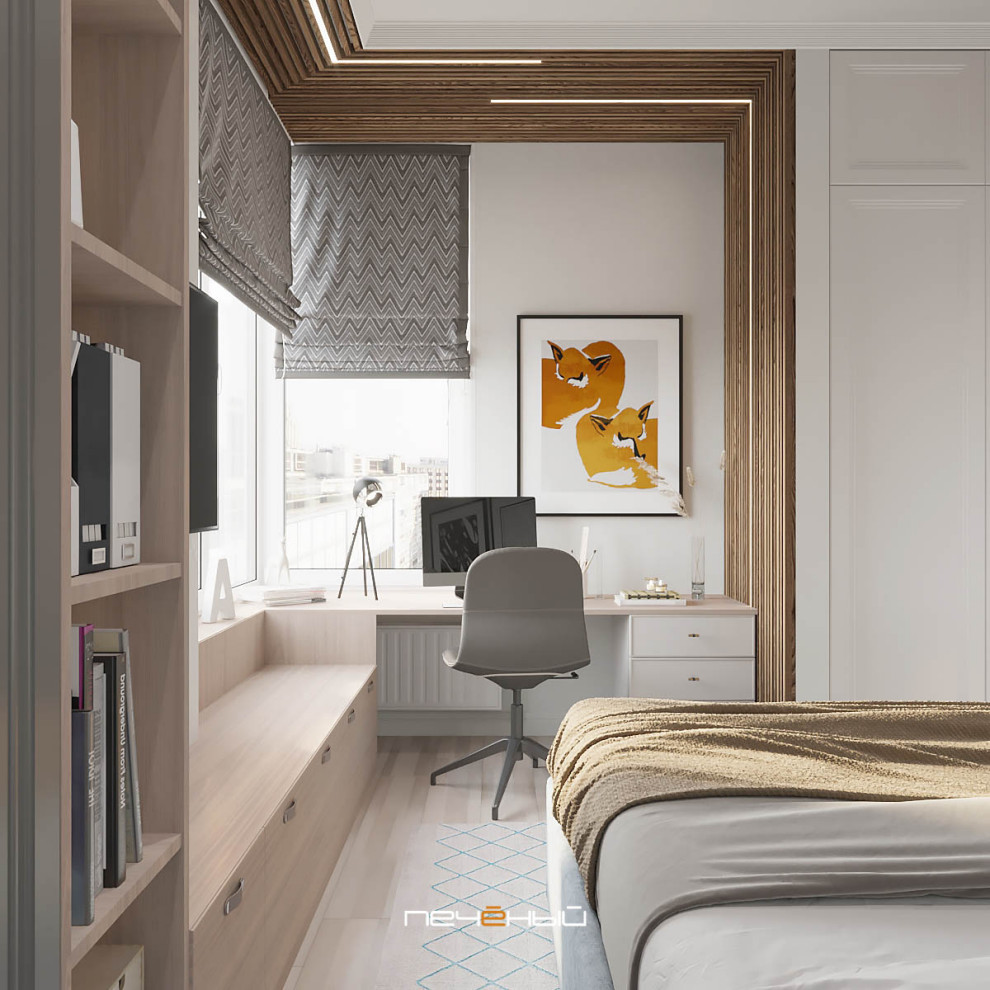 Серо-синий современный интерьер