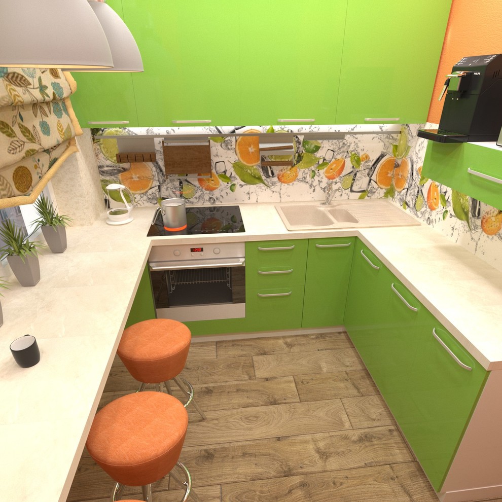 Обложка проекта: Маленькая кухня в ярких тонах