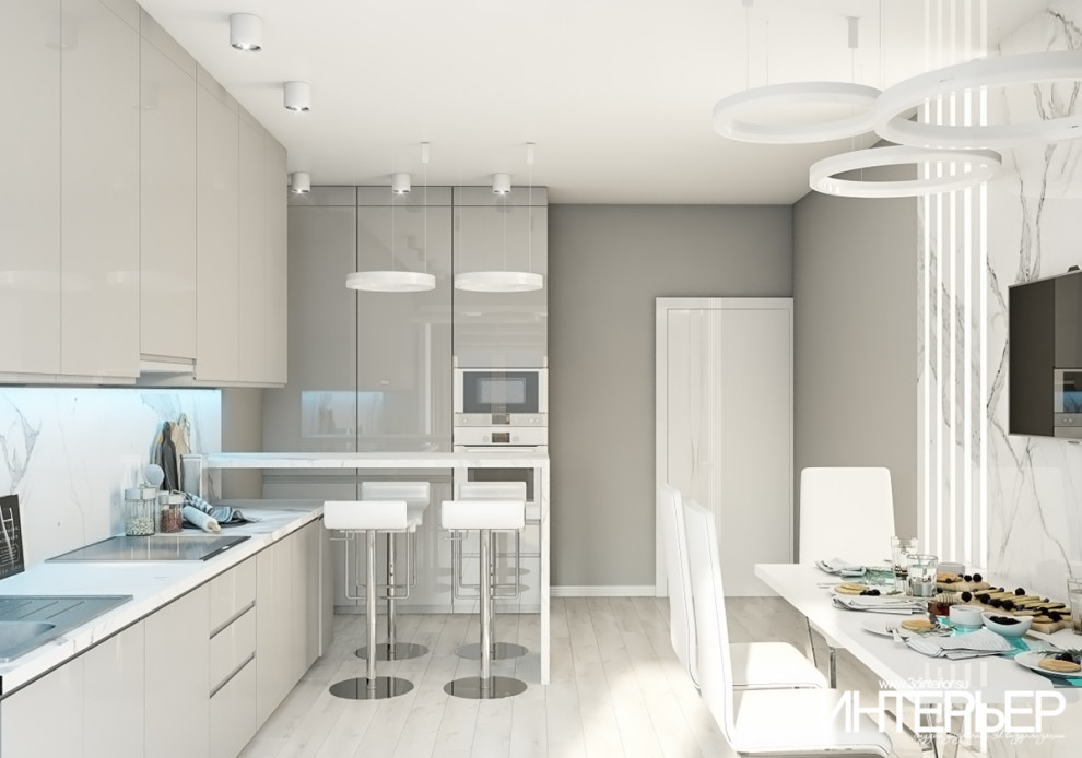 Дизайн-проект кухни в современном стиле в частном доме в г. Пятигорск