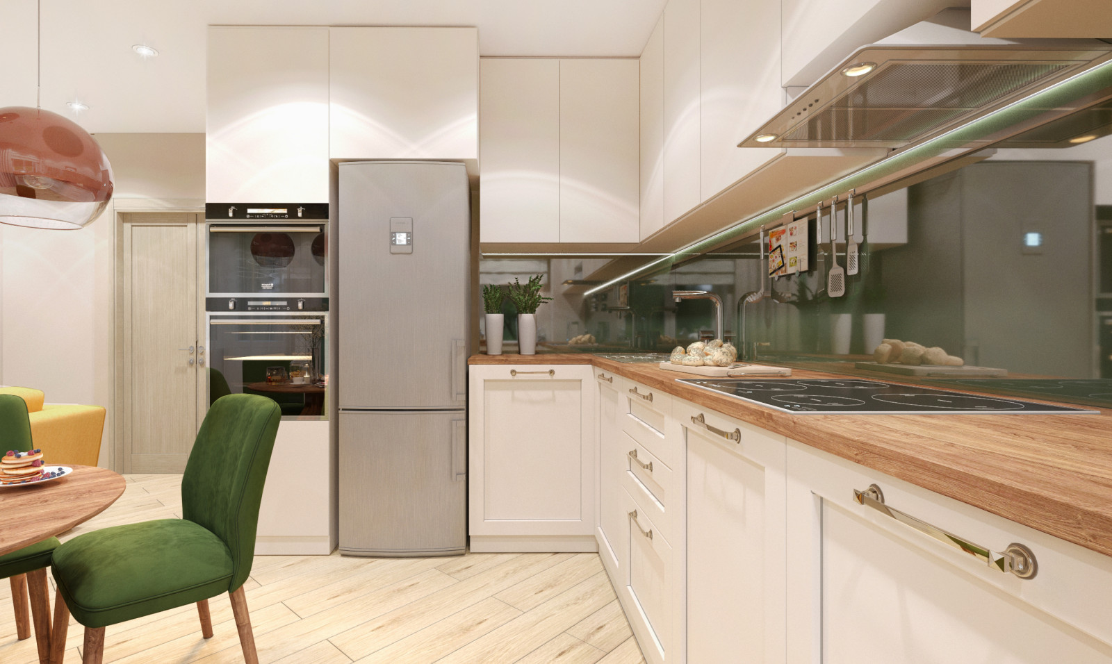 Стильные кухня и гостиная