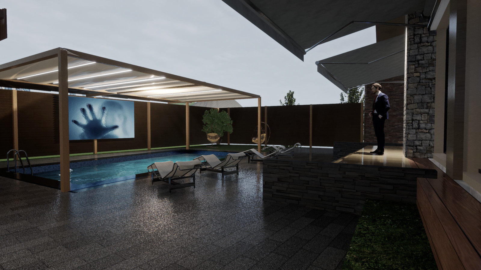 Планировки существующего коттеджа и планировка территории