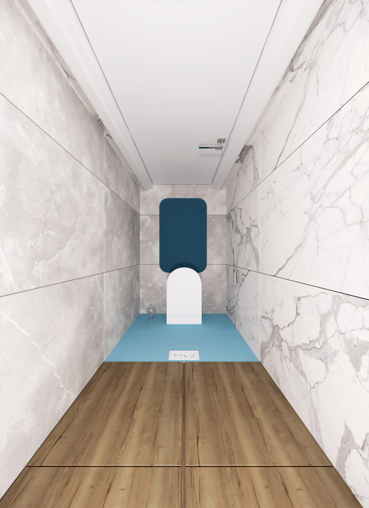 Ванна и туалет в одном стиле