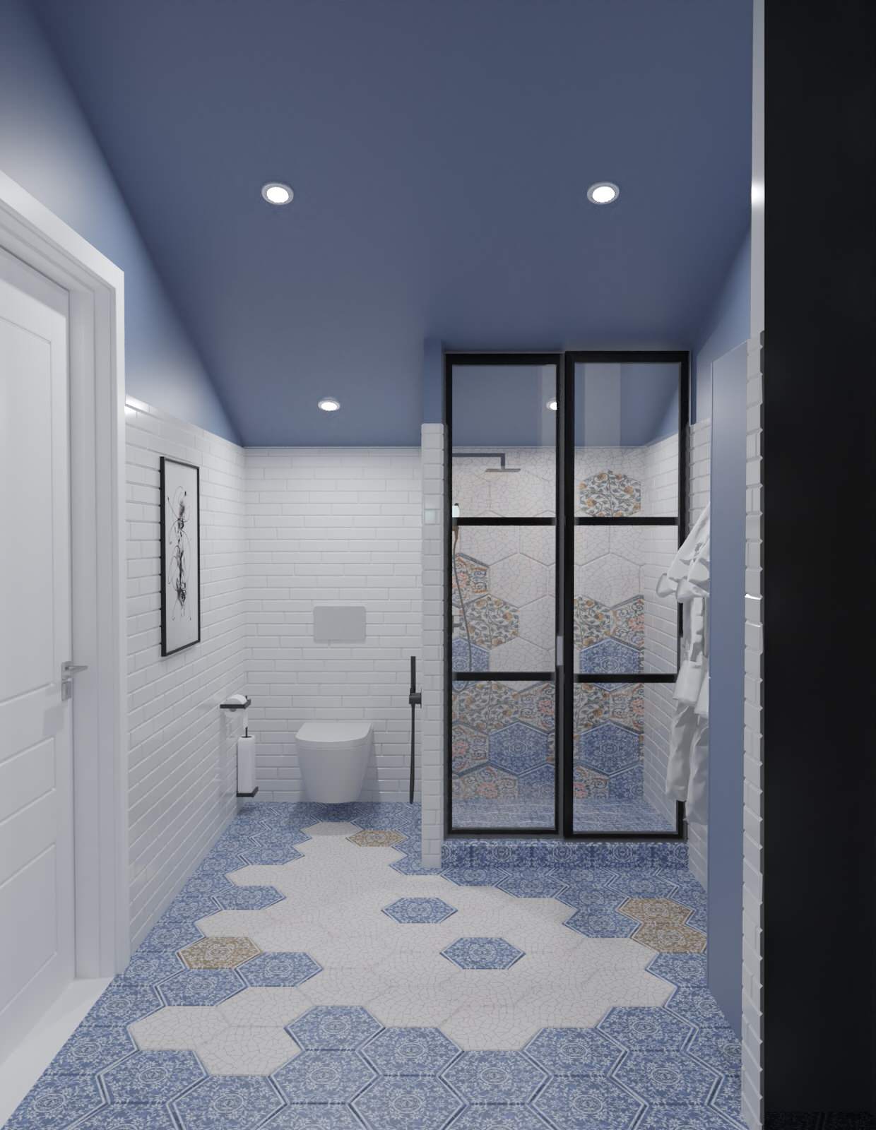 Обложка проекта: Ванная комната в синих оттенках.