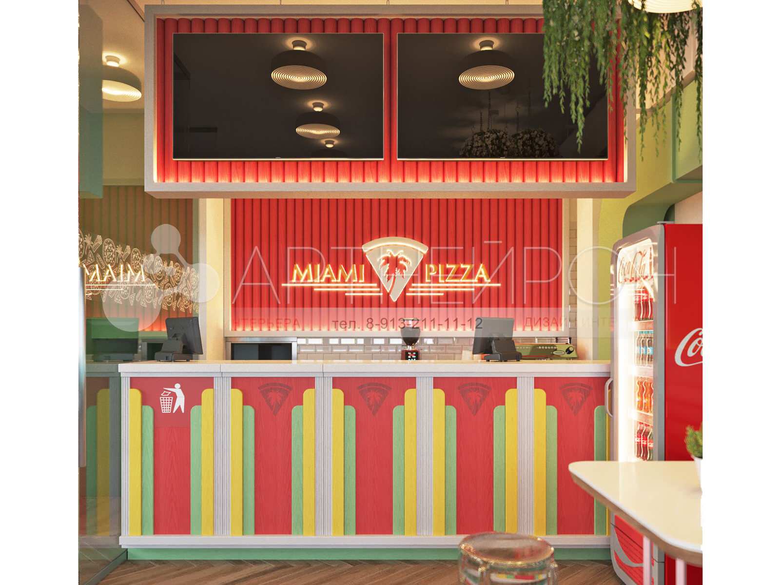 Дизайн интерьера пиццерии в Новосибирске