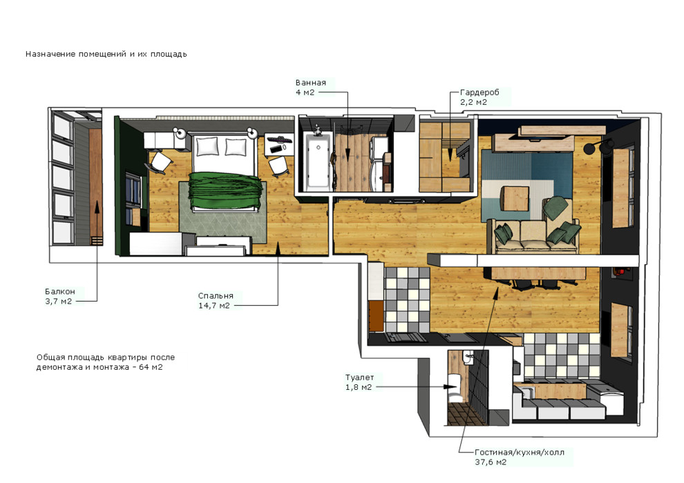 Скандинавский интерьер для молодой семейной пары