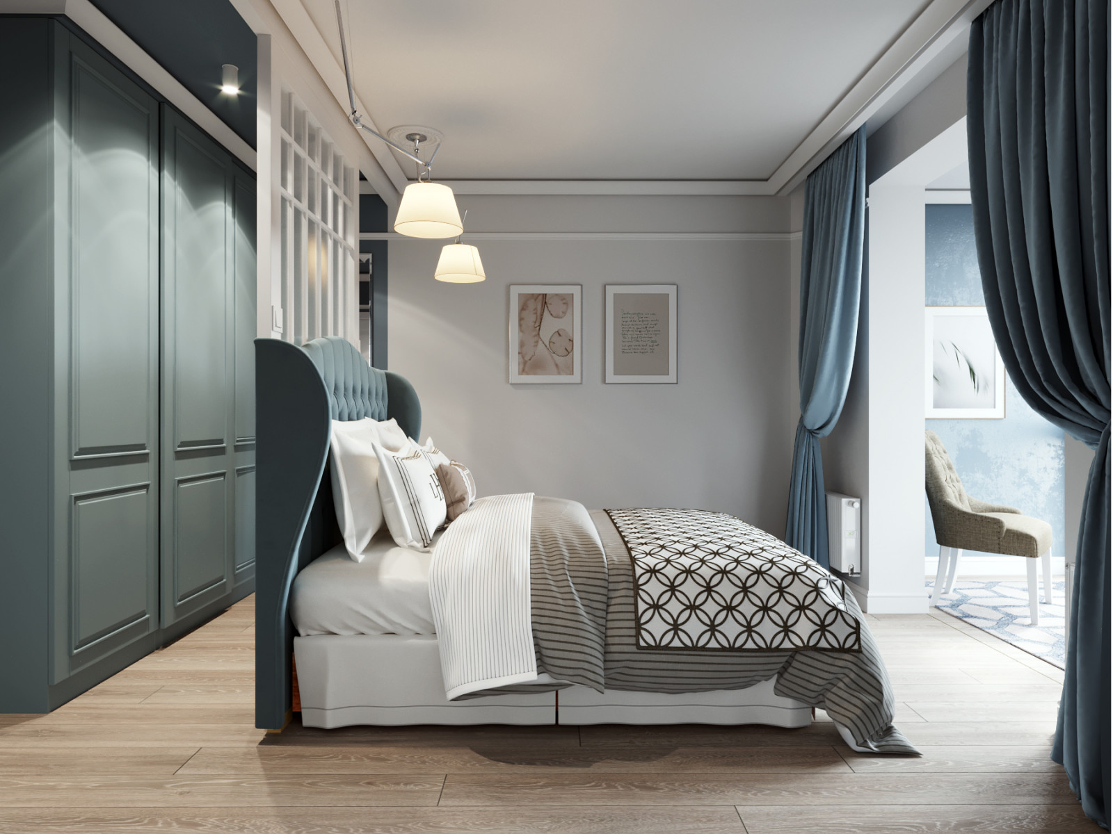 Квартира в голубых тонах в Новой Боровой