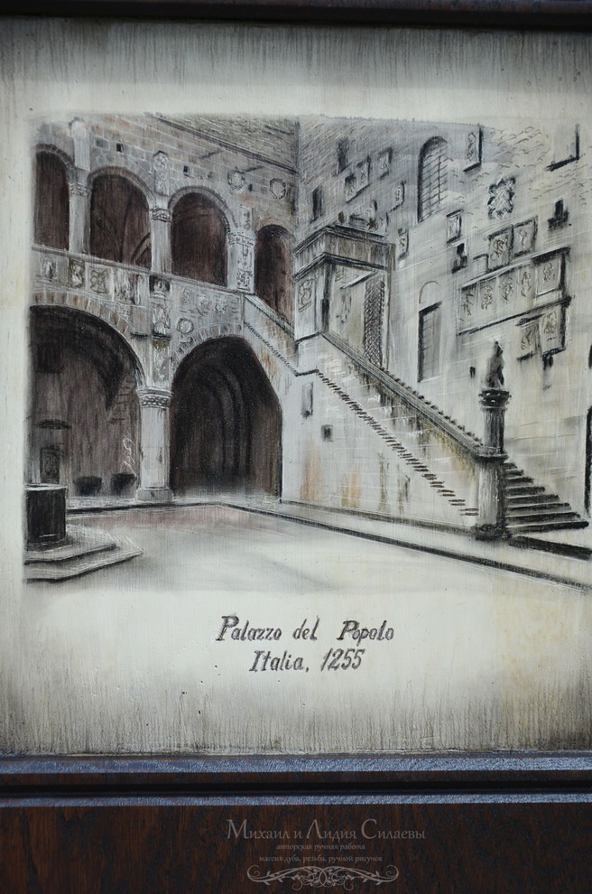 Графика на дубе для украшения интерьера.