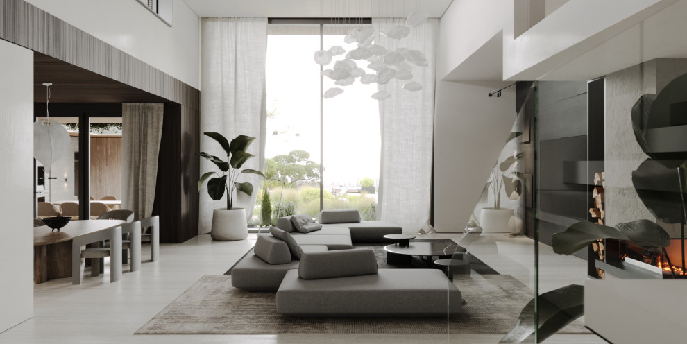 Кухня-гостиная в проекте загородного дома The CUBE