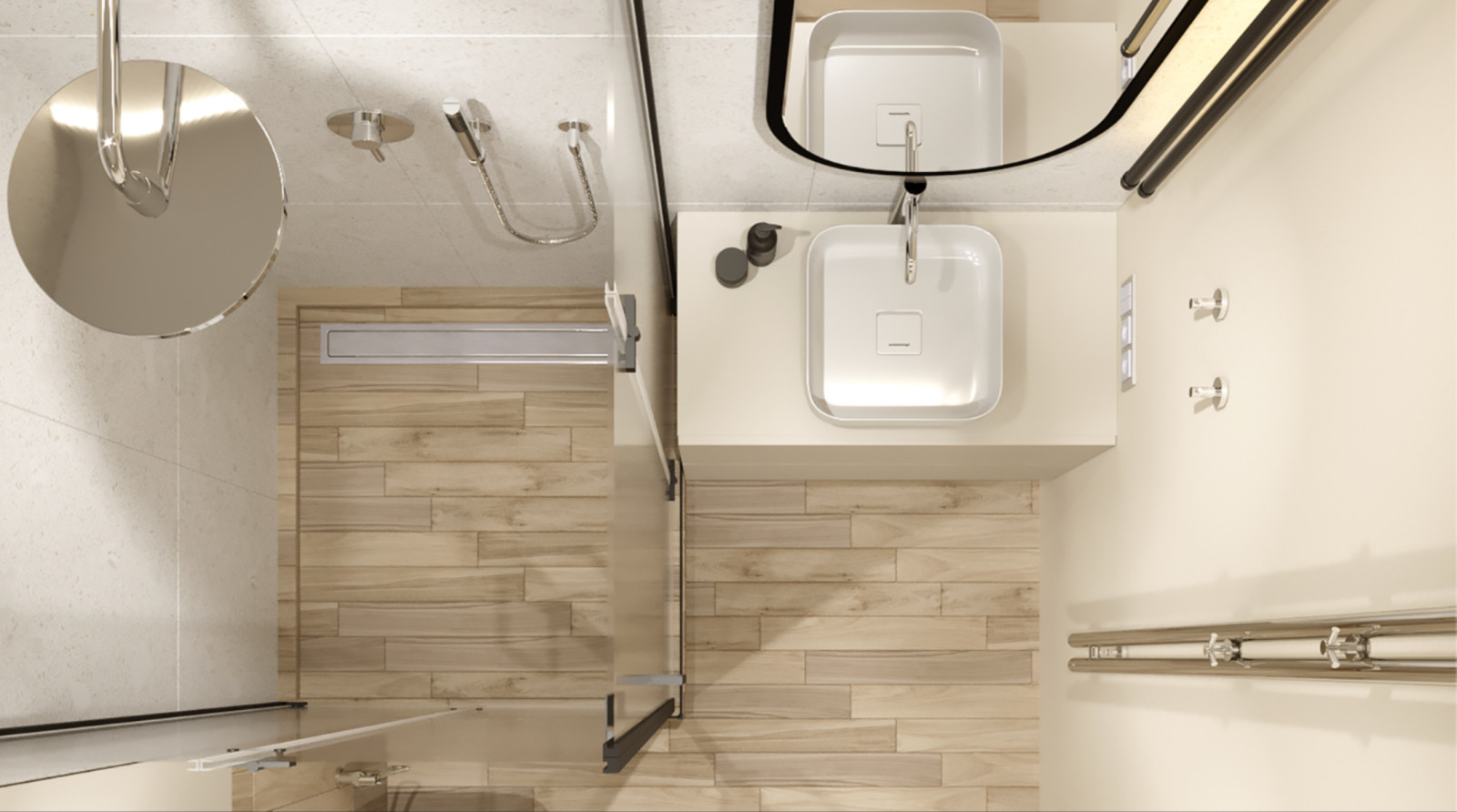 Дизайн проектдизайн в душевой квадратная раковина