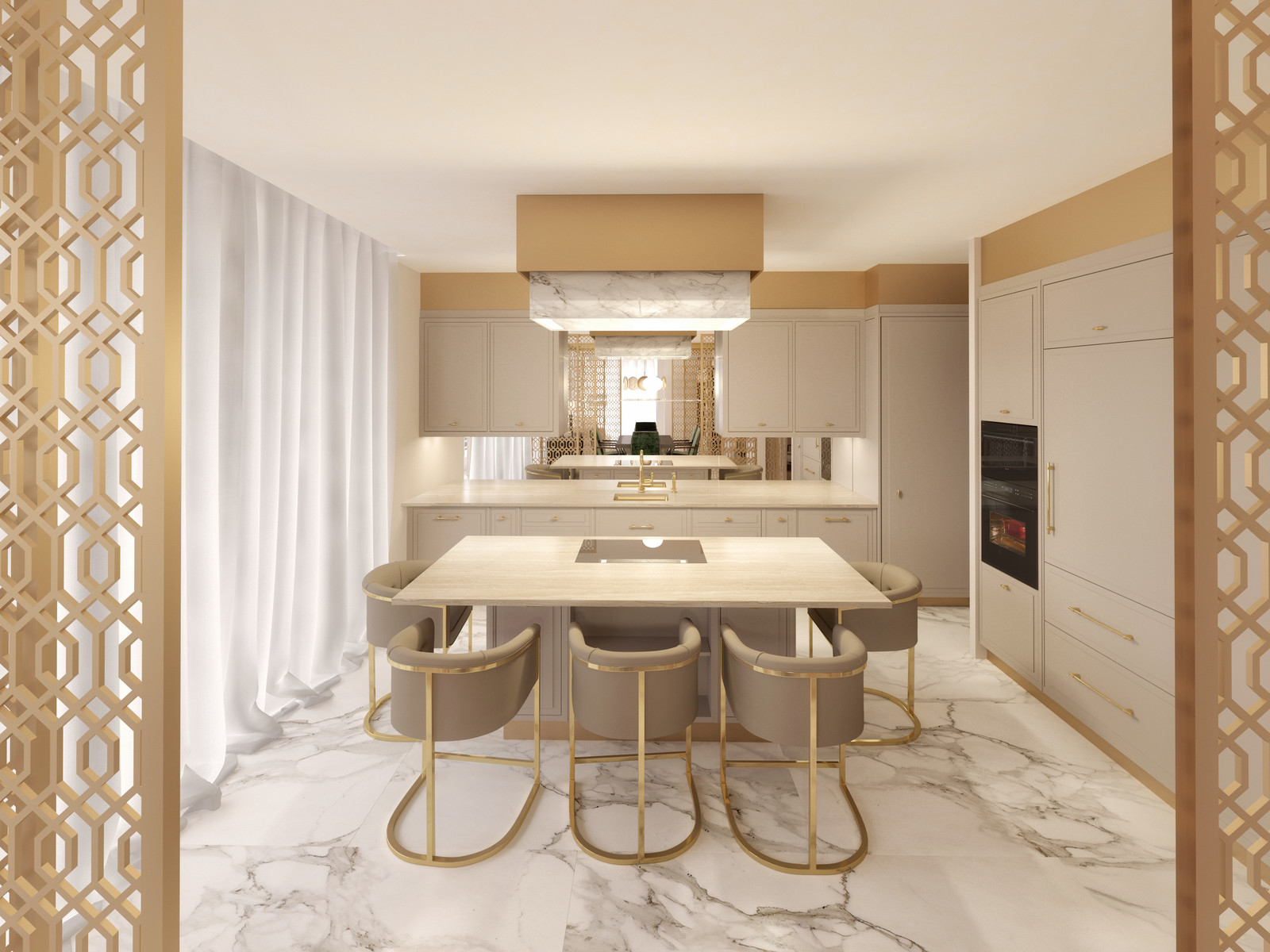 Эскизный проект. Кухня-столовая и гостиная.