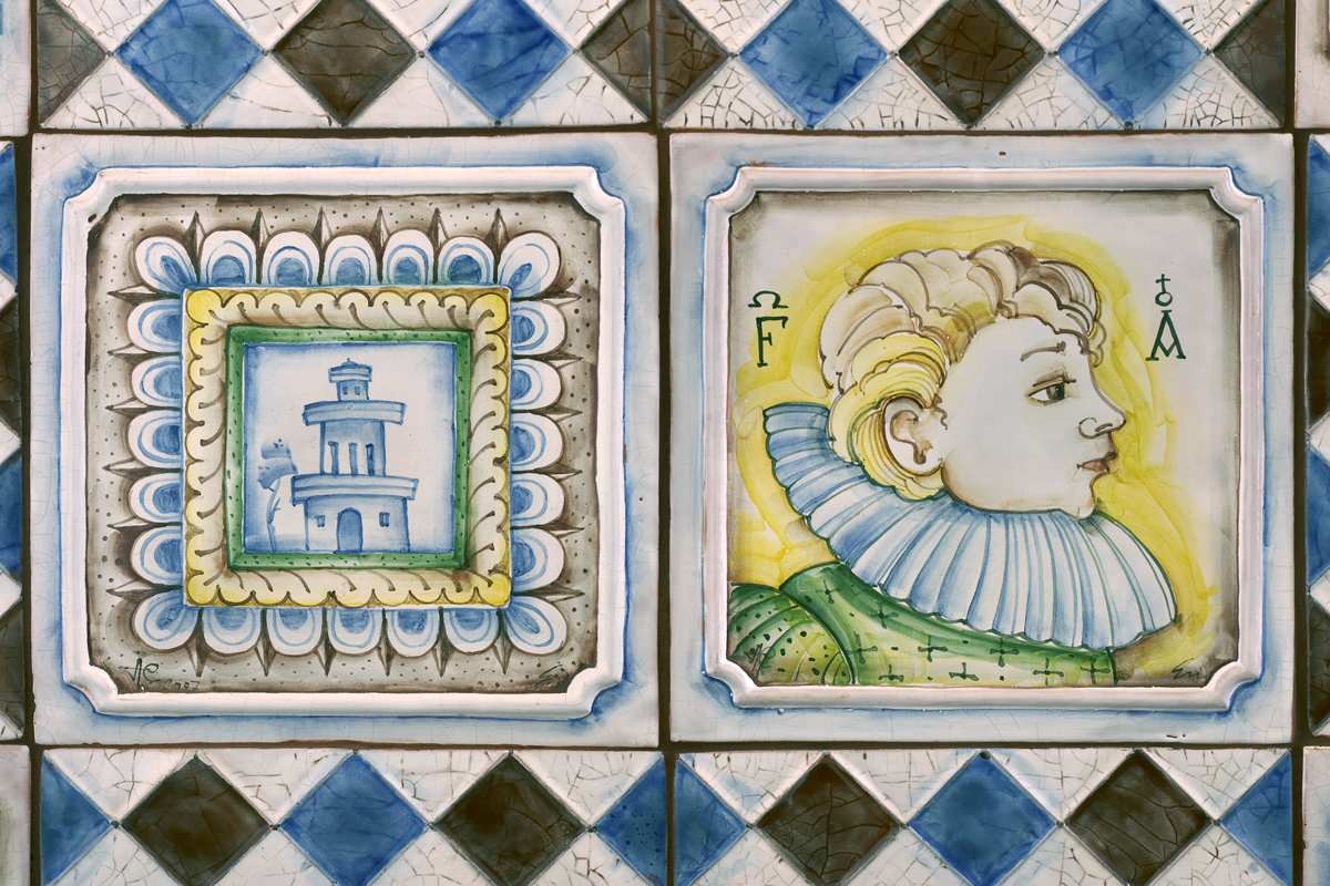 Камин "Лев св. Марка". Фрагмент - изразец ручной росписи.