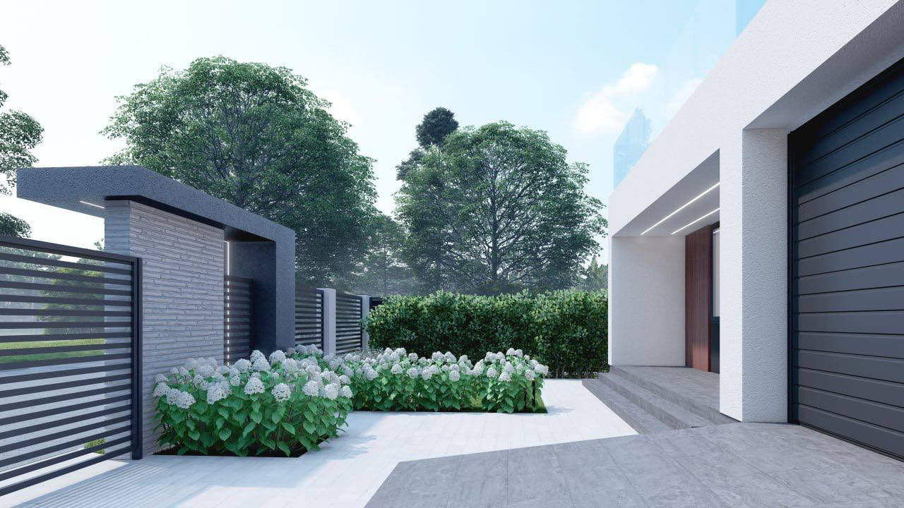 Проект современного дома и участка