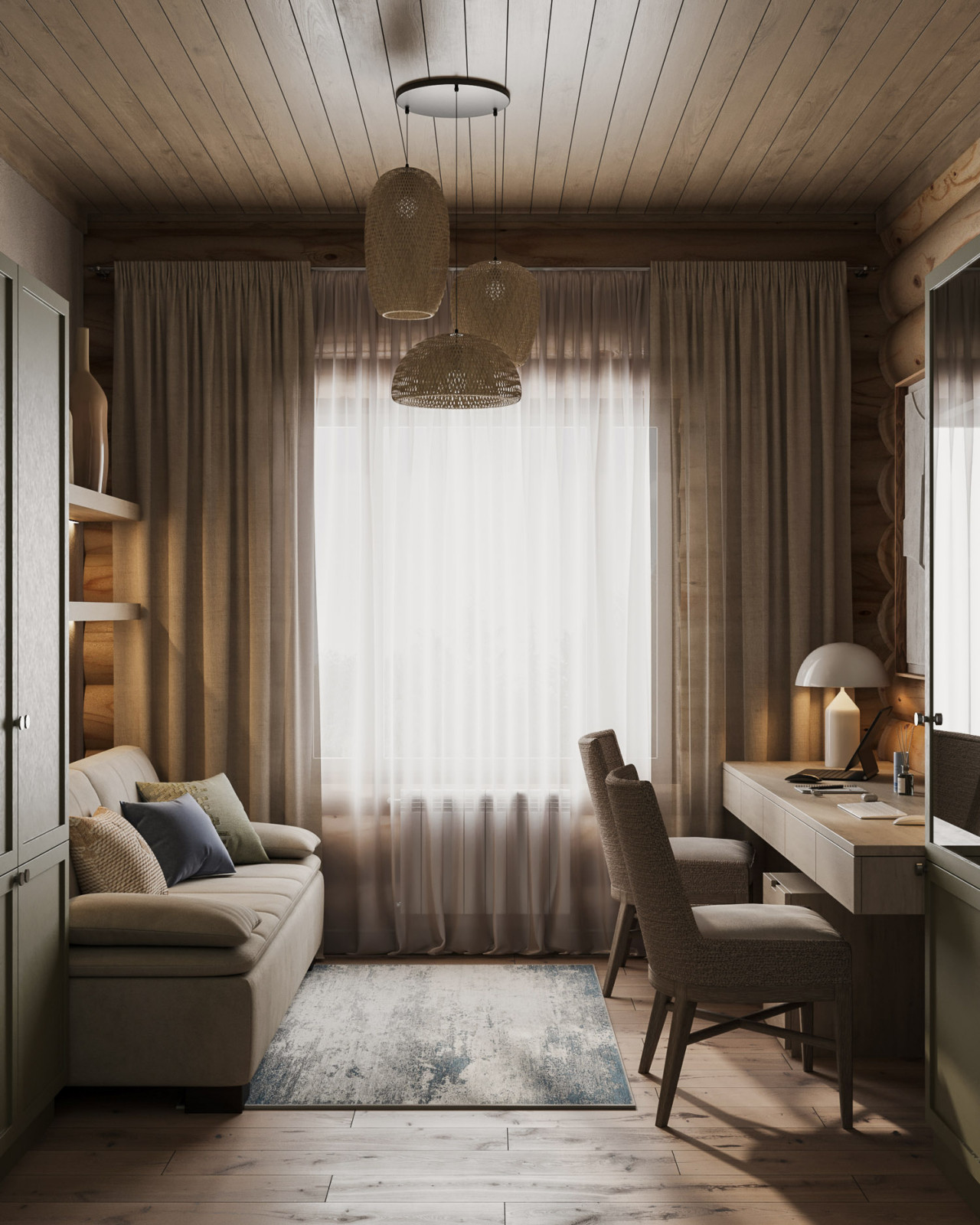 Интерьер деревянного загородного дома в Нижних Сергах