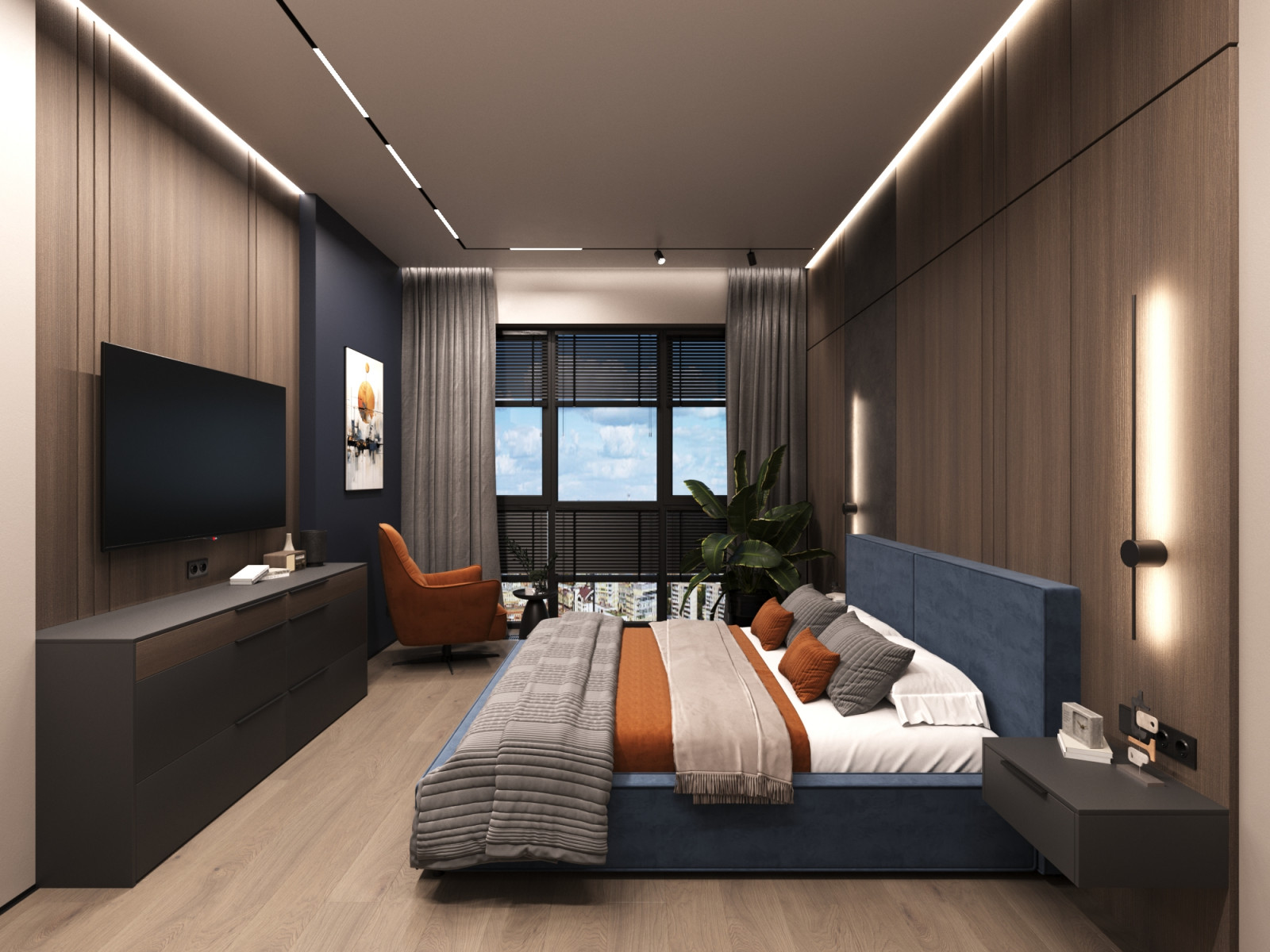 Дизайн интерьера квартиры 77 м2 с 2-мя санузлами и гардеробной