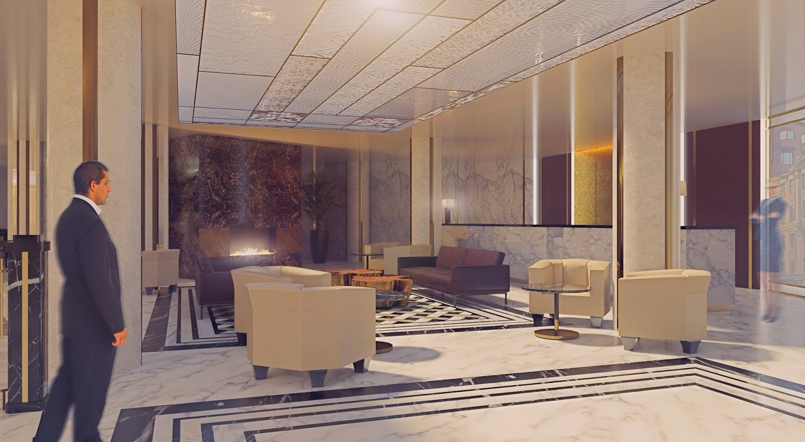 Visualizations of ground floor of Moscow Marriott Tverskaya Hotel