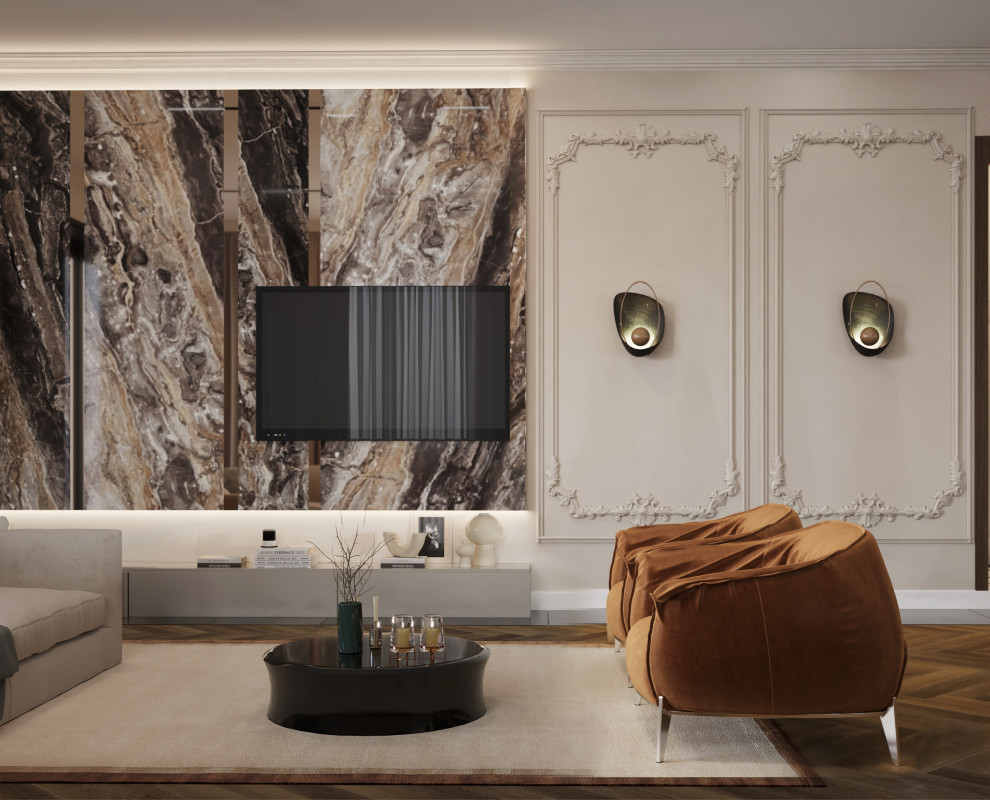 Дизайн -концепция кухни гостиной