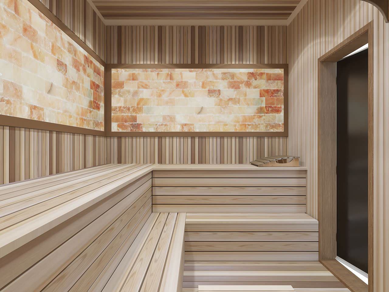 Зона отдыха в сауне загородного дома.